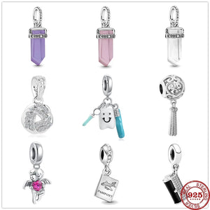 925 Silver PASSPORT Bag Dream Catcher Crystal Charm Bead