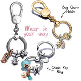 925 Silver Padlock Key Ring Chain Dangle for 925 Bracelet Charm