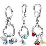 925 Silver Padlock Key Ring Chain Dangle for 925 Bracelet Charm