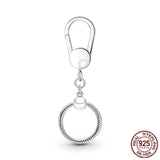 925 Silver Padlock Key Ring Chain Dangle for 925 Bracelet Charm