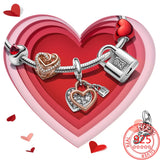 925 Silver Padlock & Love Key Charm Bracelet Charms Gift Jewelry