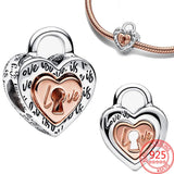 925 Silver Padlock & Love Key Charm Bracelet Charms Gift Jewelry