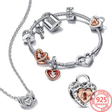 925 Silver Padlock & Love Key Charm Bracelet Charms Gift Jewelry
