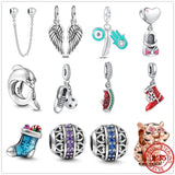 925 Silver Pair of Wings Watermelon Tiger Greek Eye Bead Charm