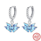 925 Silver Pantaro Charm Earrings Zircon Heart Circle Crown Butterfly