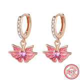 925 Silver Pantaro Charm Earrings Zircon Heart Circle Crown Butterfly