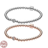 925 Sterling Silver Pav? Ball Bead Bracelet for Charms