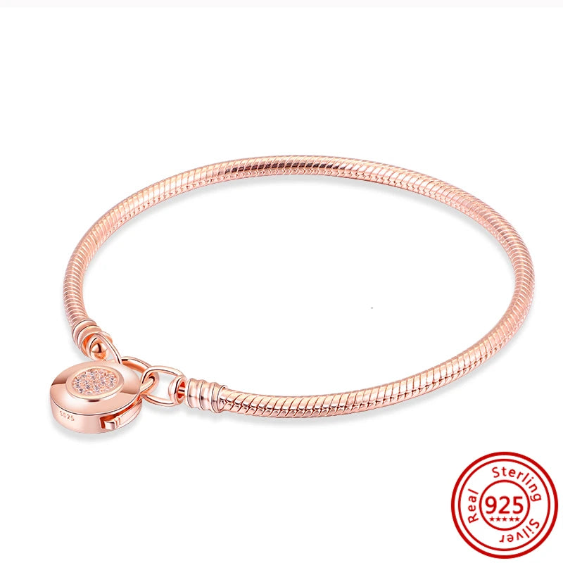 925 Sterling Silver Pav? Heart Crown Fan Bucket Clip Charms Bracelet DIY