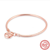 925 Sterling Silver Pav? Heart Crown Fan Bucket Clip Charms Bracelet DIY