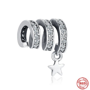 925 Silver Pav? & Star Congrats Dangle Charm Bead for Bracelet DIY