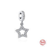 925 Silver Pav? & Star Congrats Dangle Charm Bead for Bracelet DIY