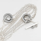 925 Silver Pave Circle T-bar Heart Crystal Necklace Bead Charm DIY Jewelry