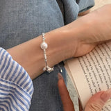 925 Silver Pearl Irregular Beads Geometric Punk Bracelet Gift