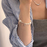 925 Silver Pearl Irregular Beads Geometric Punk Bracelet Gift