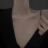 Sterling Silver Pearl Round Necklace Charm Pendant Clavicle Chain