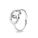 925 Silver Heart Square Ring Wedding Crystal Charm Jewelry