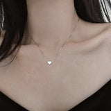 925 Silver Heart Necklace Pearl Choker