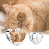 925 Silver Cat Heart Beads Photo Charm for Bracelet