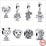 925 Silver Dog Cat Paw Charm Dangle Charms for Bracelet DIY