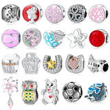 925 Silver Pink CZ Heart Beads Flowers Anchor KATAO Charm Bracelet