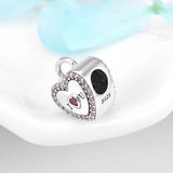 925 Sterling Silver Pink CZ Heart Beads Flowers Anchor Charm Bracelet