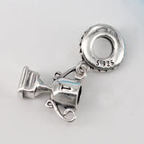 925 Silver Pink Crystal & Lilac Enamel Trophy Charm Bead for Bracelets