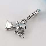 925 Silver Pink Crystal & Lilac Enamel Trophy Charm Bead for Bracelets