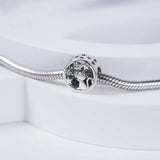 925 Silver Pink Flower Dangle Mom Heart Pendant Bead
