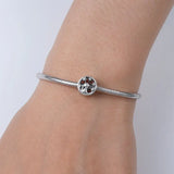 925 Silver Pink Flower Dangle Mom Heart Pendant Bead