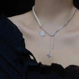 Sterling Silver Planet Necklace Pearl Choker for Women