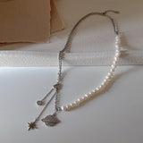 Sterling Silver Planet Necklace Pearl Choker for Women