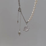 Sterling Silver Planet Necklace Pearl Choker for Women
