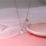 925 Silver Ginkgo Leaf Necklace Shell Pendant Choker Gift