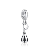 925 Silver Pocket Watch Flamingo Charm Bead Pendant Bracelets DIY Jewelry