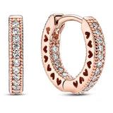 925 Silver Heart Beads Twist Hoops Earring
