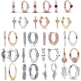 925 Silver Heart Beads Twist Hoops Earring