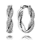 925 Silver Heart Beads Twist Hoops Earring