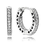 925 Silver Heart Beads Twist Hoops Earring
