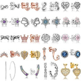925 Silver Earring Heart Marquise Snowflake Women Gift