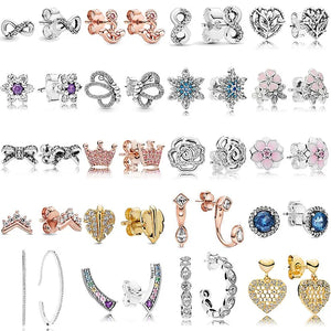 925 Silver Earring Flourishing Heart Marquise Snowflake Earring Women Gift