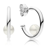 925 Silver Butterfly Pearl Heart Hoop Earrings
