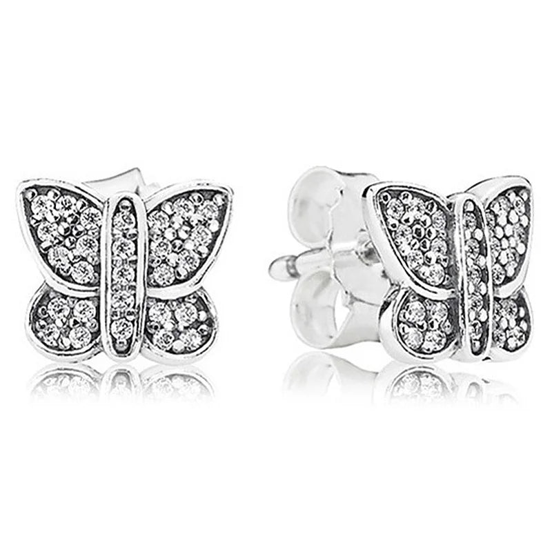 925 Silver Interlinked Circles Feathers Heart Earrings