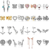 925 Silver Interlinked Circles Feathers Heart Earrings
