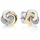 925 Silver Interlinked Circles Feathers Heart Earrings