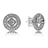 925 Silver Interlinked Circles Feathers Heart Earrings