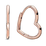 925 Silver Rose Heart Circle Hoop Earrings for Women