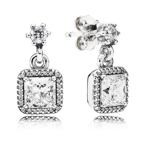 925 Silver Rose Earrings with Crystal - Elegant Jewelry Gift