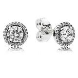 925 Silver Rose Classic Earrings with Crystal
