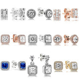 925 Silver Rose Earrings with Crystal - Elegant Jewelry Gift