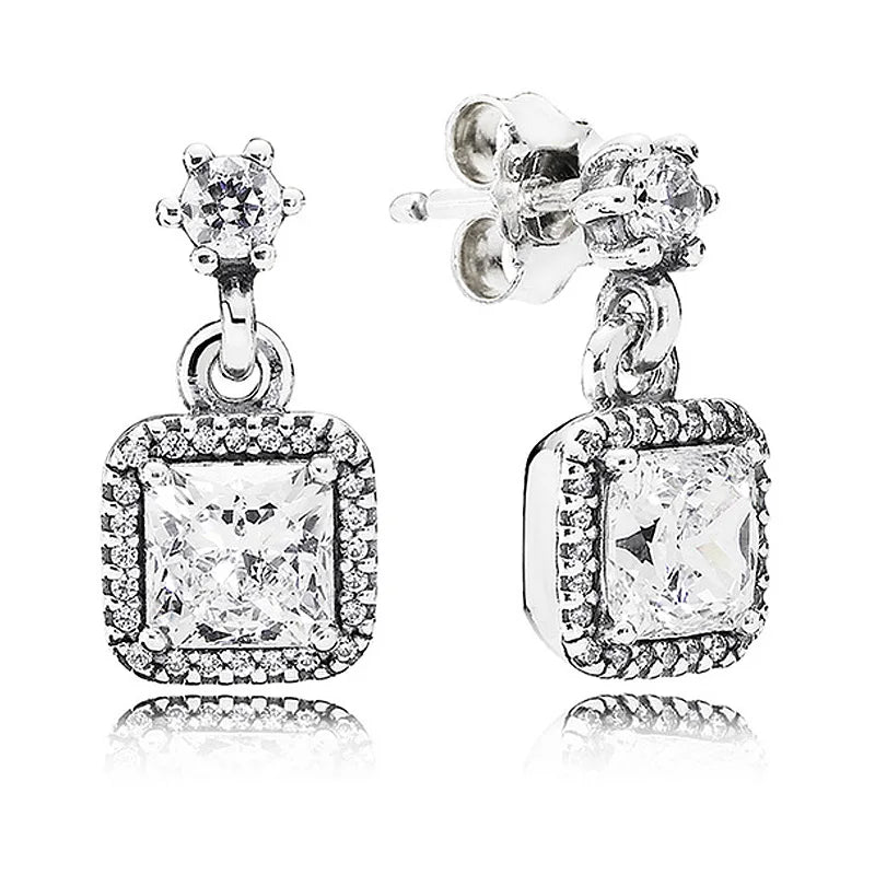 925 Silver Rose Classic Earrings with Crystal